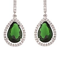 Emerald Diamond Simulant Drop Earrings