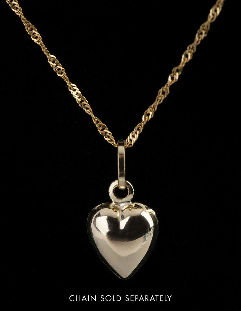 9ct Gold Puffed Heart Pendant Charm