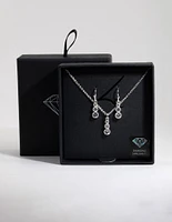Diamond Simulant Graduating Crystal Necklace & Earrings Set
