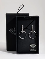 Silver Diamond Simulant Stick Drop Earrings