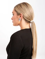 Silver Diamante Waterfall Ponytail Clip