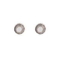 Antique Silver Diamante Centre Etched Earrings