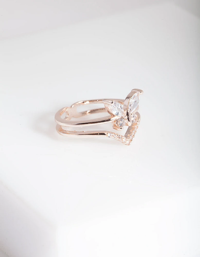 Rose Gold Cubic Zirconia Butterfly Ring