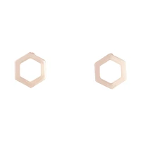 Rose Gold Open Hexagon Stud Earrings