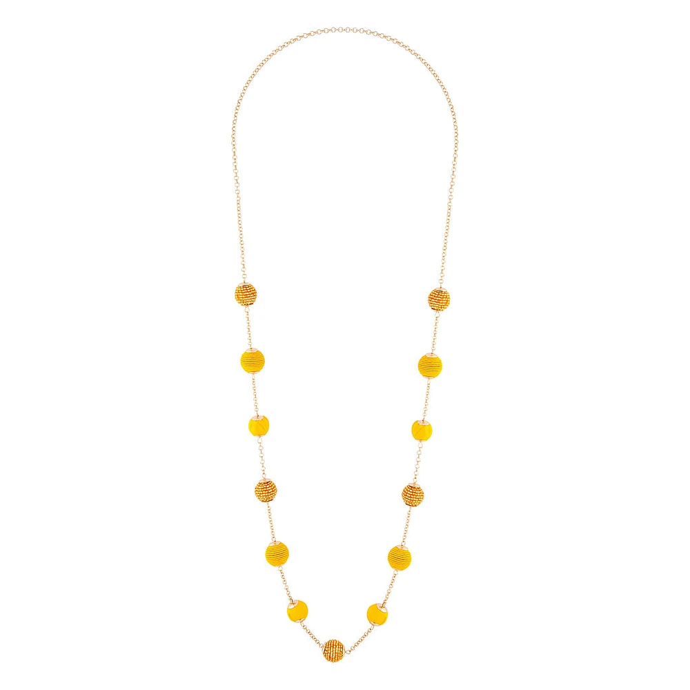 Gold Wrap Bead Station Necklace