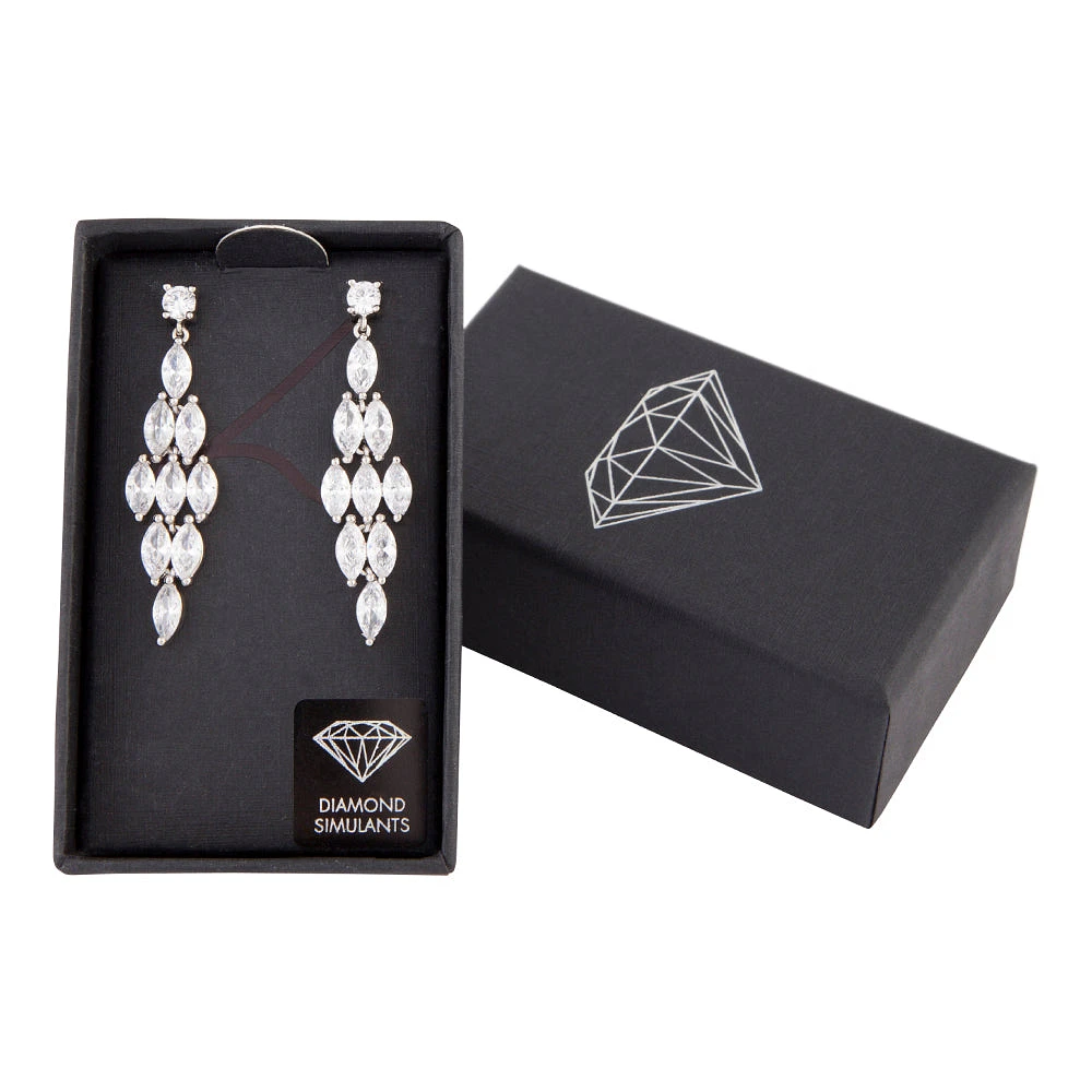 Diamond Simulant Crystal Cascade Drop Earring