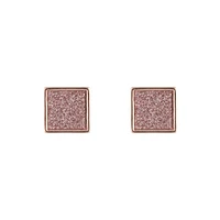 Rose Gold Glitter Inlay Square Earrings