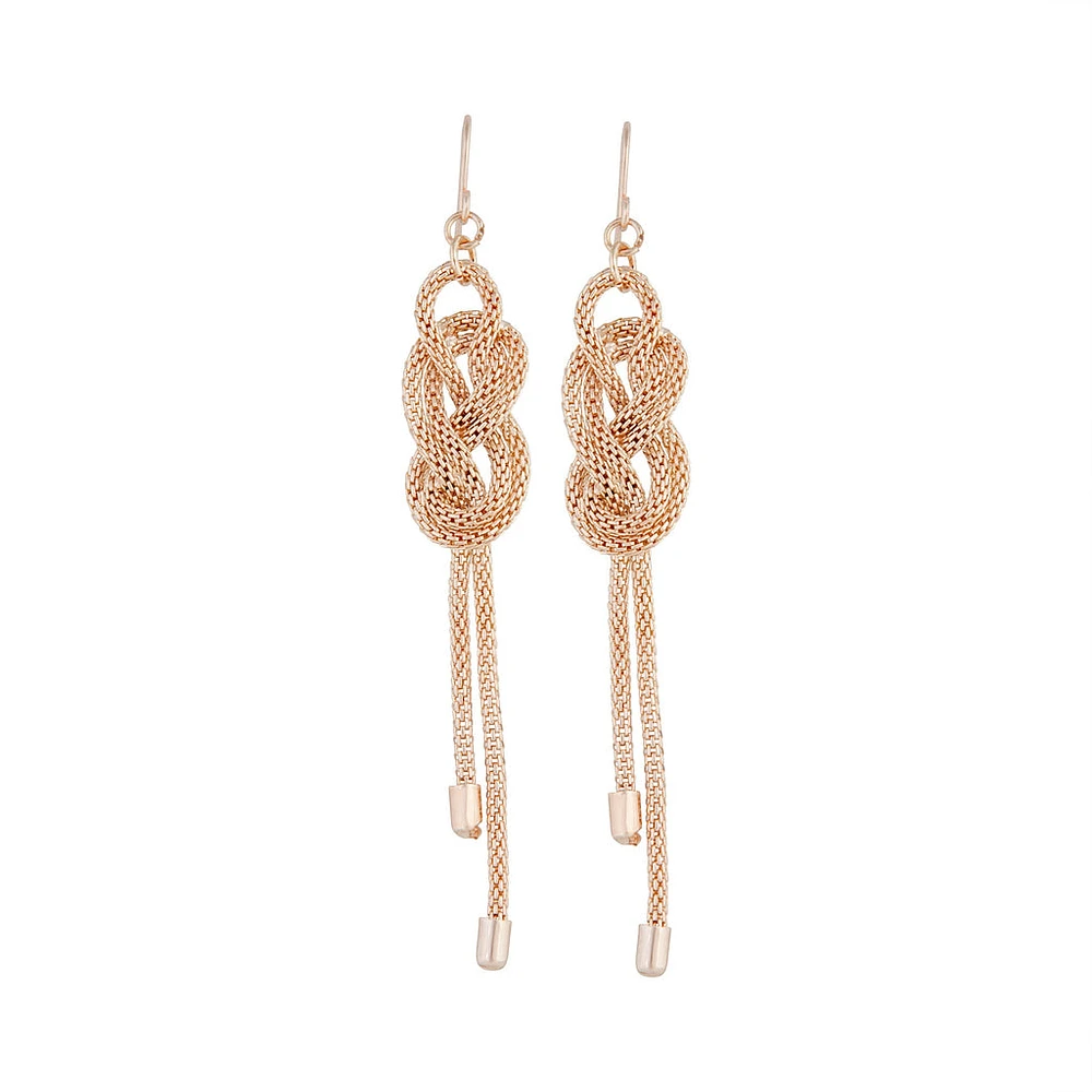 Rose Gold Knotted Chain Drop Earrings