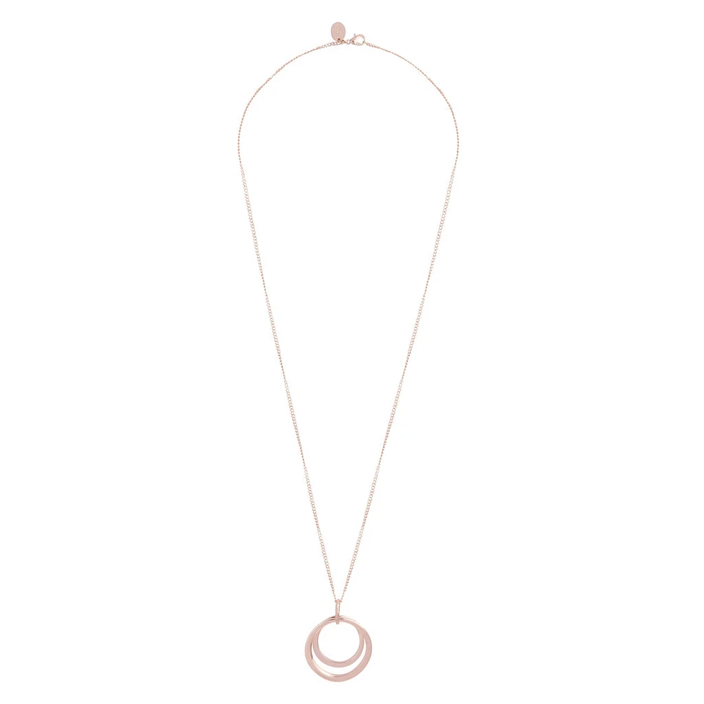 Rose Gold Double Circle Long Necklace