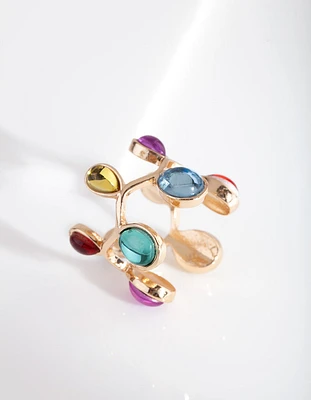 Gold Multi Gem Loop Ring