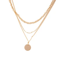 Gold Chain Disc Layer Necklace