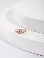 Rose Gold Double Band Cubic Zirconia Ring