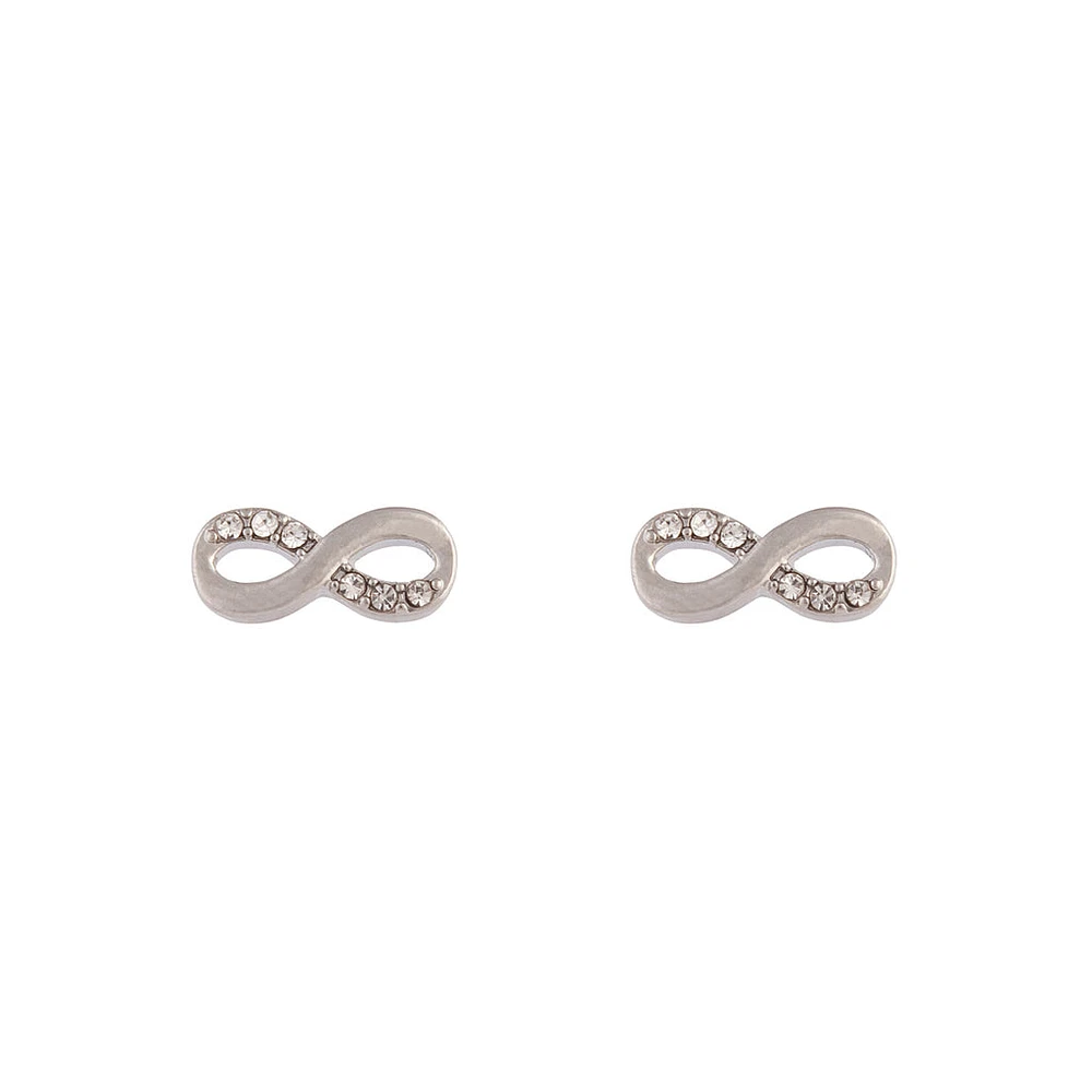 Rhodium Infinity Diamante Earrings