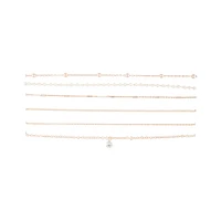 Rose Gold Diamante Pearl Station Choker 6-Pack