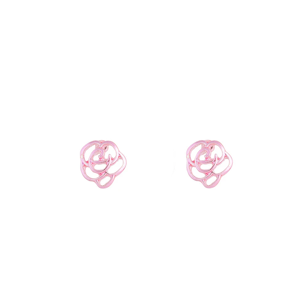 Pink Floral Cut-Out Stud Earrings