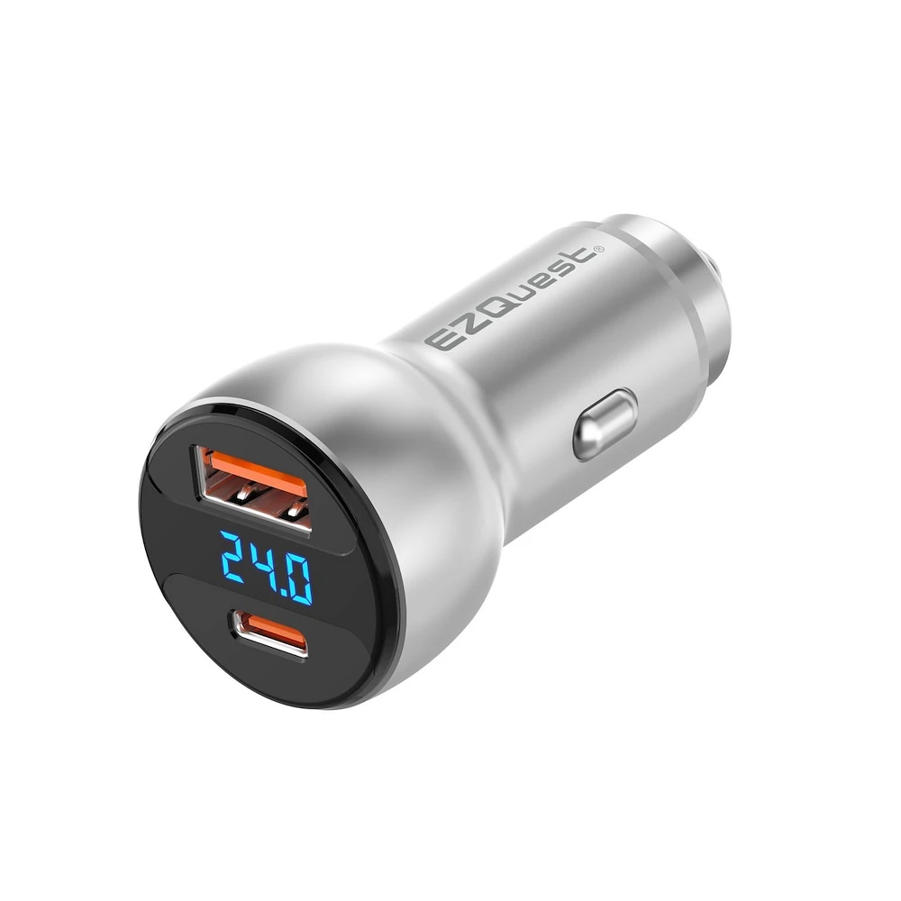 Cargador De Auto EZQuest P20066 Dual USB-A USB-C 66W Plata