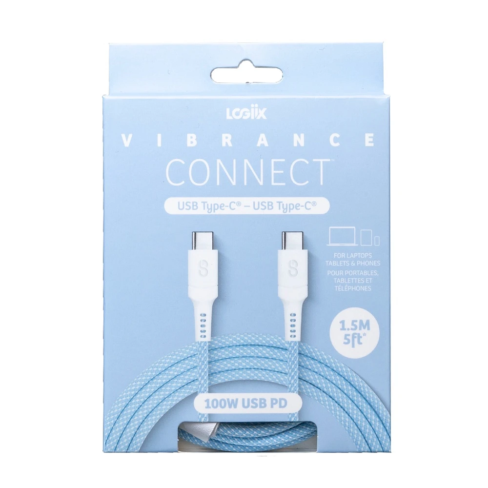 Cable Logiix Vibrance Connect USB-C a USB-C 1.5M Azul