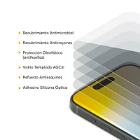 Mica NCO Antimicrobial iPhone 15 Cristal Templado Transparente