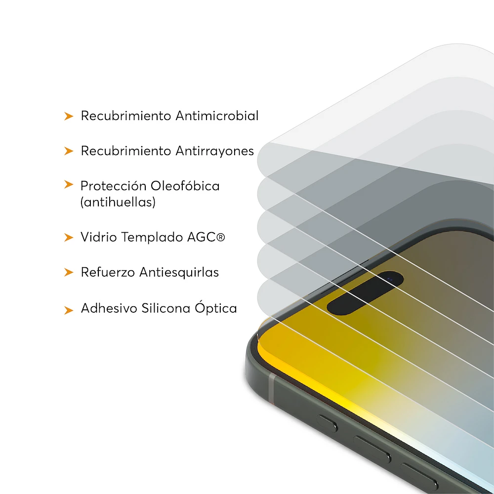 Mica NCO Antimicrobial iPhone 15 Pro Cristal Templado Transparente