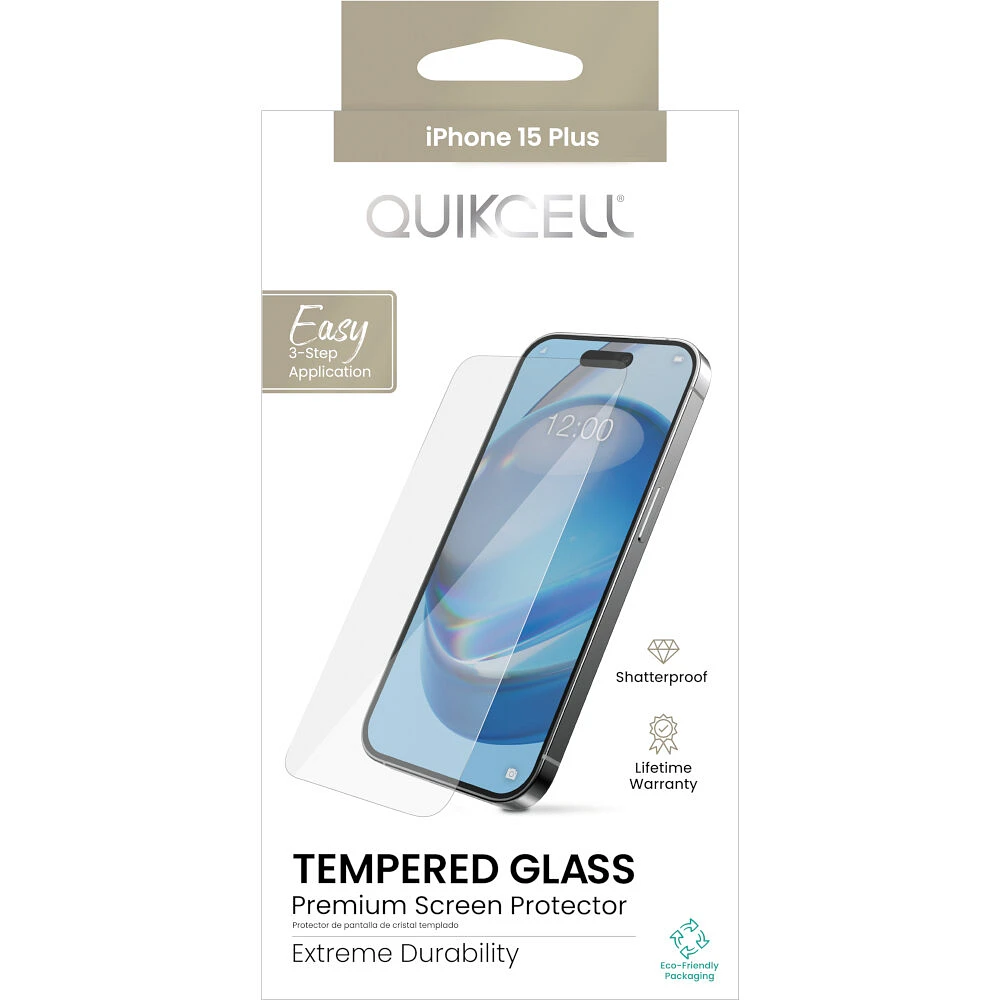 Mica Quikcell Cristal Templado iPhone 15 Plus Transparente