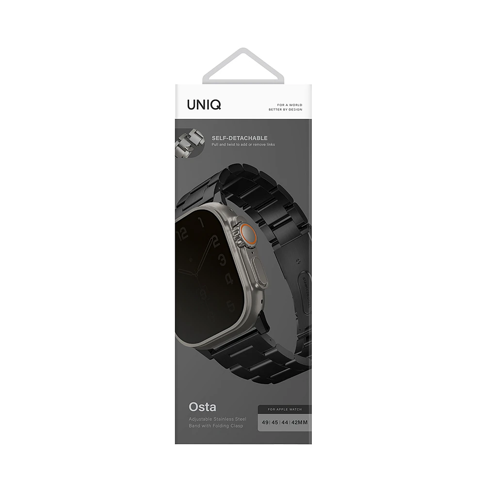 Correa Uniq Osta Apple Watch 49-45-44-42 mm Metálica Negro