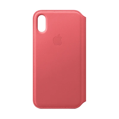 Funda Apple iPhone XS Max Piel Folio Rosa Peonia