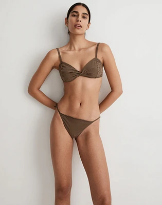 Adjustable String Bikini Bottom in Mini Check | Madewell