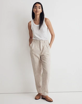 The Tall Untailored Tapered Pant in Striped 100% Linen | Madewell