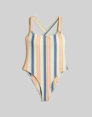 Madewell x OOKIOH Costa One-Piece Swimsuit in Cabana Stripe | Madewell