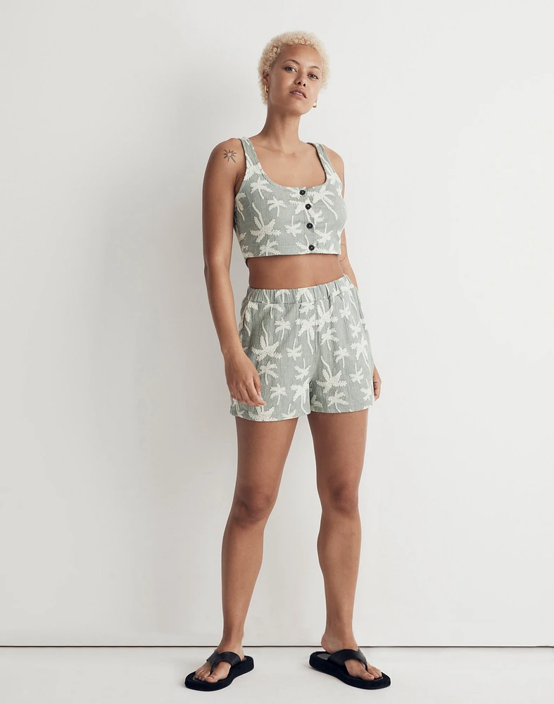 Jacquard Square-Neck Button-Front Crop Tank | Madewell