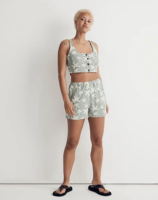 Jacquard Square-Neck Button-Front Crop Tank | Madewell