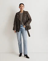 Distressed Leather Oversized Motorcycle Jacket | Madewell