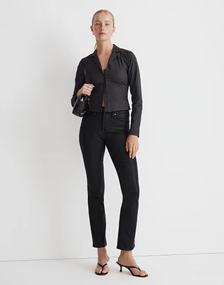 Kick Out Crop Jeans True Black Wash: Coated Edition | Madewell