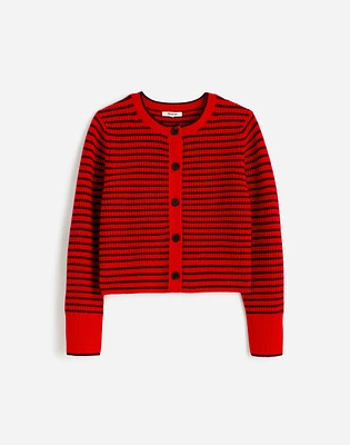 Waffle-Knit Wool Cardigan in Stripe | Madewell