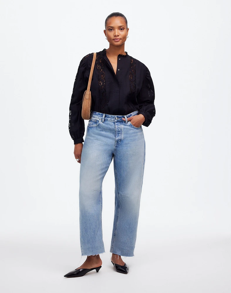 The Curvy Darted Barrel-Leg Jean Edmonson Wash: Raw Hem Edition | Madewell