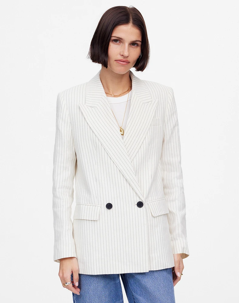 Relaxed Blazer Pinstripe Linen Blend | Madewell