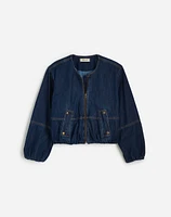 Bubble-Sleeve Jean Bomber Jacket Newkirk Wash: Airy Denim Edition | Madewell