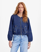 Bubble-Sleeve Jean Bomber Jacket Newkirk Wash: Airy Denim Edition | Madewell