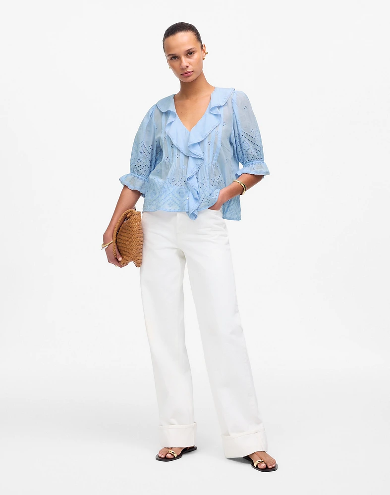 Ruffled Puff-Sleeve Top | Madewell
