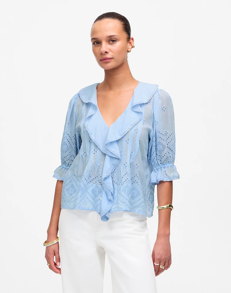 Ruffled Puff-Sleeve Top | Madewell