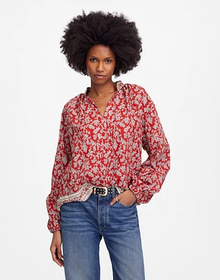 Shirred Popover Top Paisley Print | Madewell