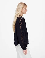 Lace-Inset Pintucked Button-Up Top | Madewell