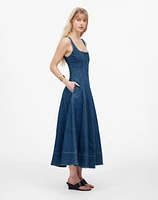 Denim Seamed Flare Midi Dress Croswell Wash | Madewell