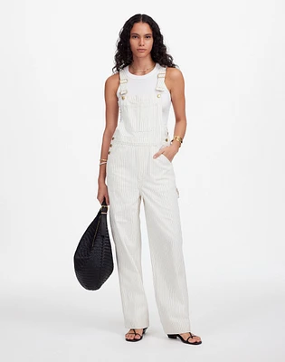 Denim Relaxed Carpenter Overalls Ecru Pinstripe | Madewell