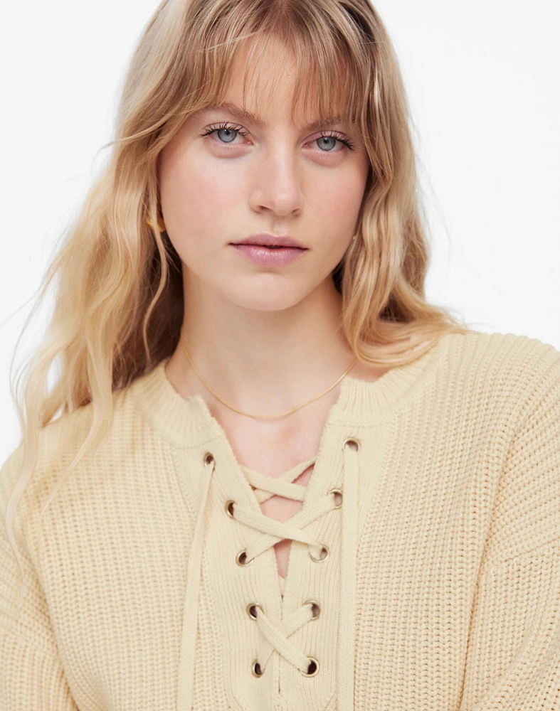 Ribbed Lace-Up Sweater | Madewell