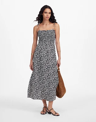 Smocked Squareneck Midi Dress Floral | Madewell