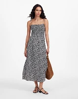 Smocked Squareneck Midi Dress Floral | Madewell