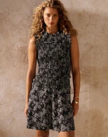 Smocked Crewneck Mini Dress Floral | Madewell