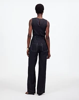 Contrast-Stitch Relaxed Straight-Leg Jumpsuit Linen | Madewell