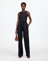 Contrast-Stitch Relaxed Straight-Leg Jumpsuit Linen | Madewell